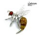 pszczoła Srebrna biżuteria z bursztynem